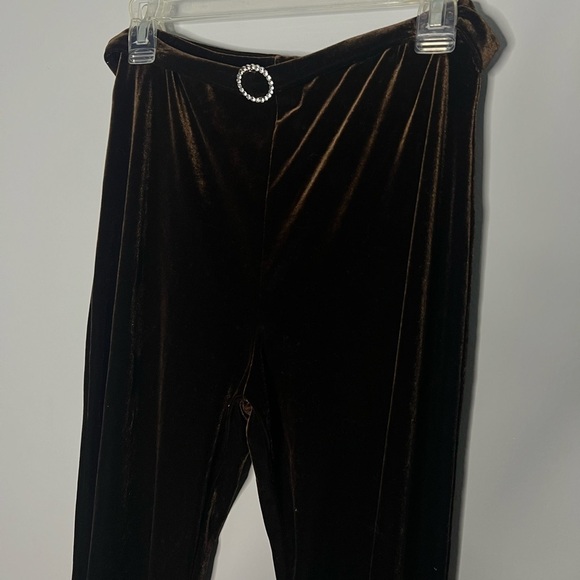 Vintage Maria Gabrielle Velour Bling Studded O Belted Wide Leg Flare Pants Large - Picture 3 of 6
